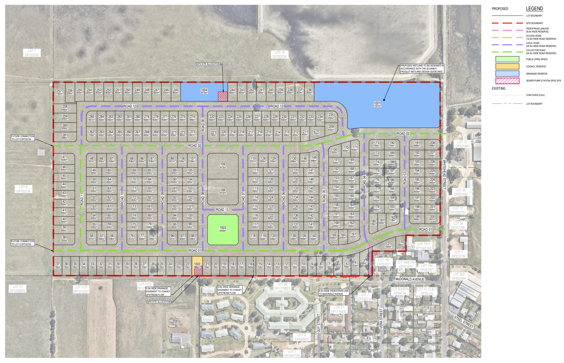 Proposed concept masterplan of Regalia Estate showing residential allotments, roads and open space